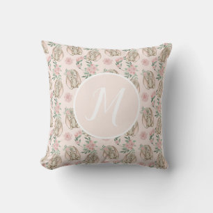 Baby Bunnies Pink Monogram Kissen