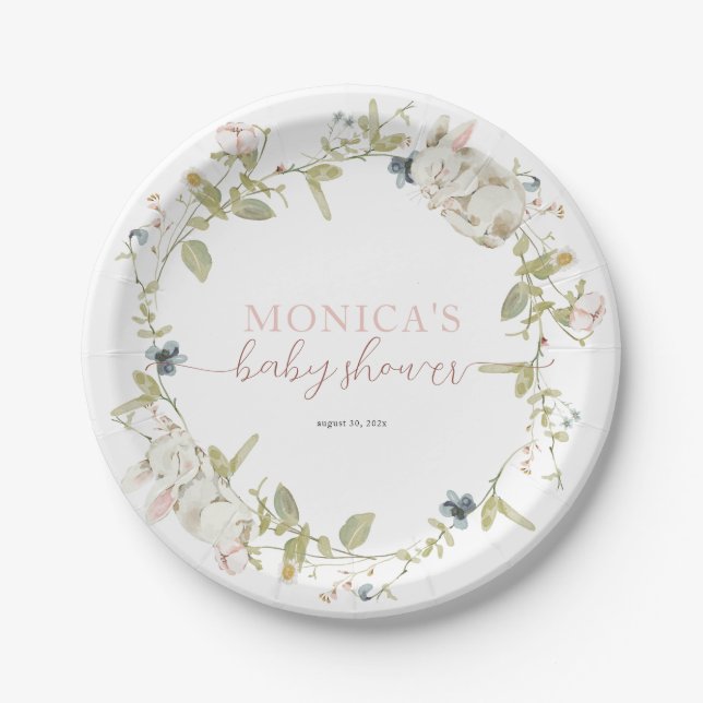 Baby Bunny Baby Dusche Pappteller (Vorderseite)