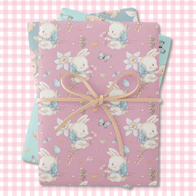Baby Bunny Baby Shower 3 Geschenkpackung Geschenkpapier Set (Von Creator hochgeladen)