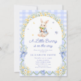 Baby Bunny Cute Rabbit Gingham Boy Baby Shower Einladung