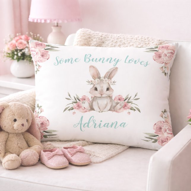 Baby Bunny einige sonnige Lieben Sie Dekokissen (Baby Bunny Blush Pink Floral Nursery Accent Pillow)