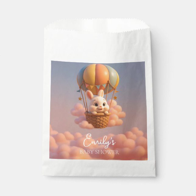 Baby Bunny Hot Air Balloon - Baby Shower Gift Bag Geschenktütchen (Vorderseite)