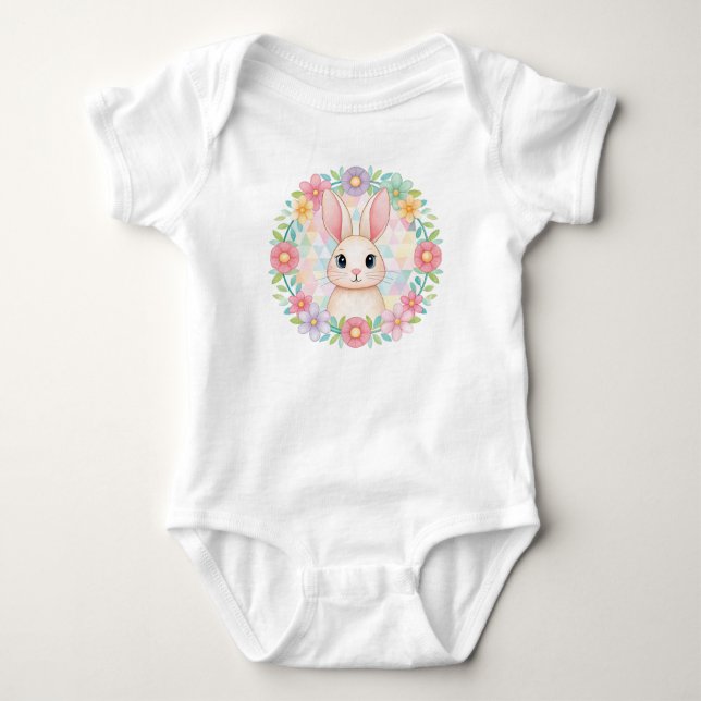 Baby Bunny im Blumenkranz Strampler (Vorderseite)