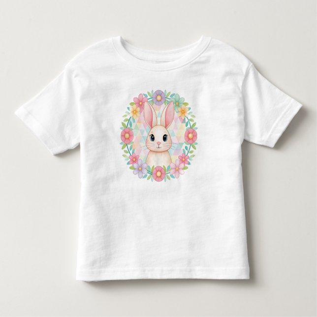Baby Bunny im Blumenkranz-T - Shirt (Vorderseite)