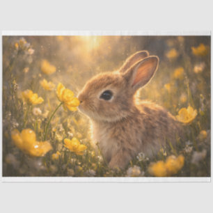 Baby-Bunny in Butterblumen-Frühlings-Dekupierpapie Seidenpapier