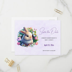 Baby Bunny in Spring Blumen Save the Date einladen Einladungspostkarte