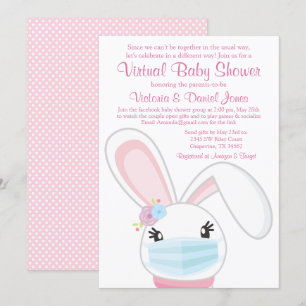 Baby-Bunny-Maske-Mädchen Virtual Baby Shower Einladung