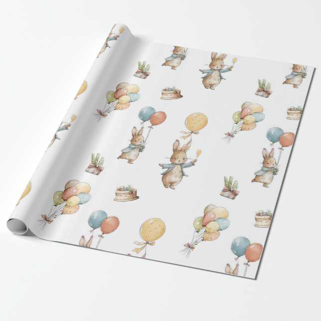 Baby Bunny mit Balloons Geschenkpapier (Ungerollt)