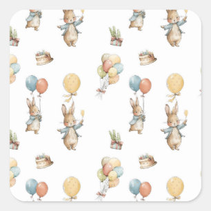 Baby Bunny mit Balloons Quadratischer Aufkleber