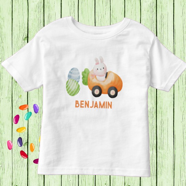 Baby Bunny mit Ostereiern Personalisiert Kleinkind T-shirt (Von Creator hochgeladen)