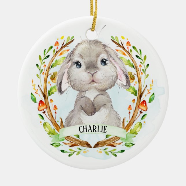 Baby Bunny Niedlich Keramik Ornament (Vorne)