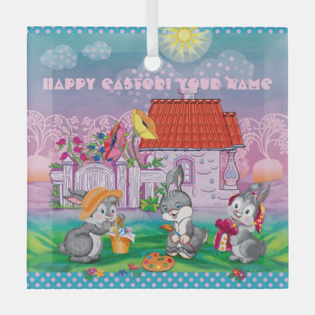 Baby Bunny  Ornament Aus Glas (Vorderseite)