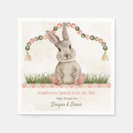Baby Bunny Peach Ivory Sage Paper Napkin Serviette