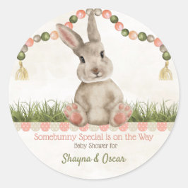Baby Bunny Peach Ivory Sage Runder Aufkleber