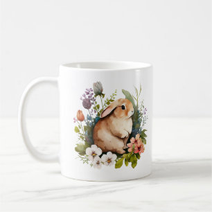 Baby Bunny Rabbit in Blume Kranz Kaffeetasse