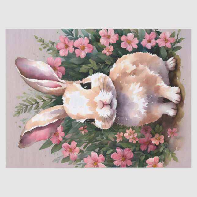 Baby Bunny Rabbit Pink Blume Seidenpapier (Vorderseite)