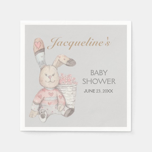 Baby Bunny Rabbit Wasserfarbe Gender Neutral Serviette (Vorderseite)