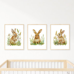 Baby Bunny Rabbit Wildblumen Kinderzimmer Babygesc Bilderwand Sets