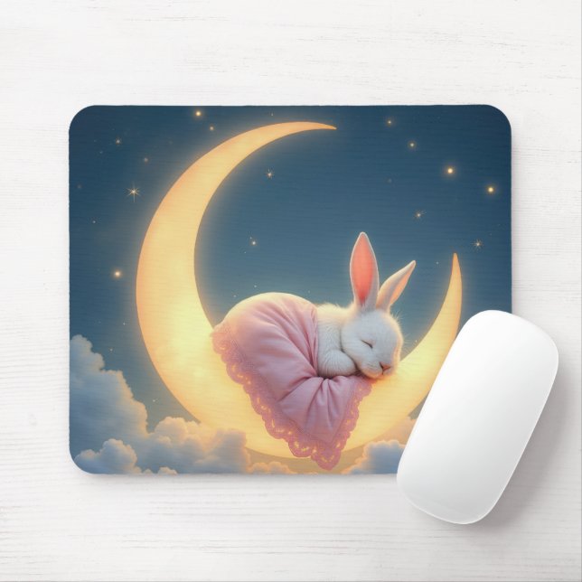 Baby Bunny schläft auf dem Mond Mousepad (Mit Mouse)
