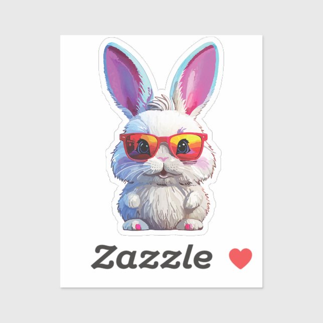 Baby Bunny Sticker with Sunglasses (Blatt)