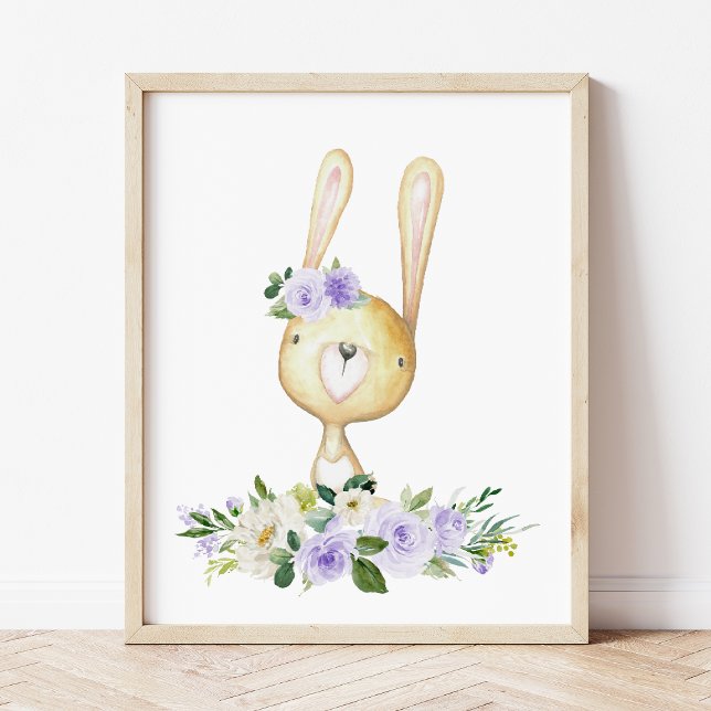 Baby Bunny, Waldtiere, Boho, Purple Blumen Poster (Von Creator hochgeladen)