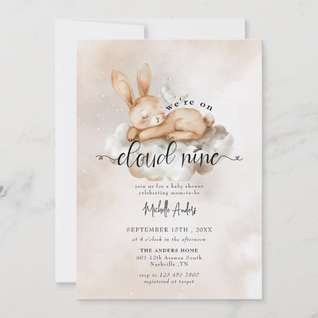 Baby Bunny | Watercolor Baby Shower Einladungen (Vorderseite)