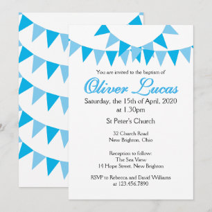 Baby Bunting Blau Taufe Einladung