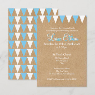 Baby Bunting Blau Taufe Einladung