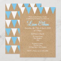 Baby Bunting Blue Baptisse Christening Einladung