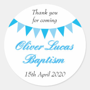Baby Bunting Blue Baptisse Christening Fevor Runder Aufkleber