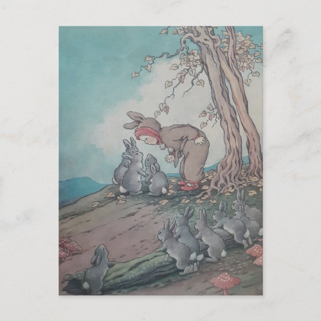 Baby Bunting Nursery rhyme vintage art Postkarte (Vorderseite)