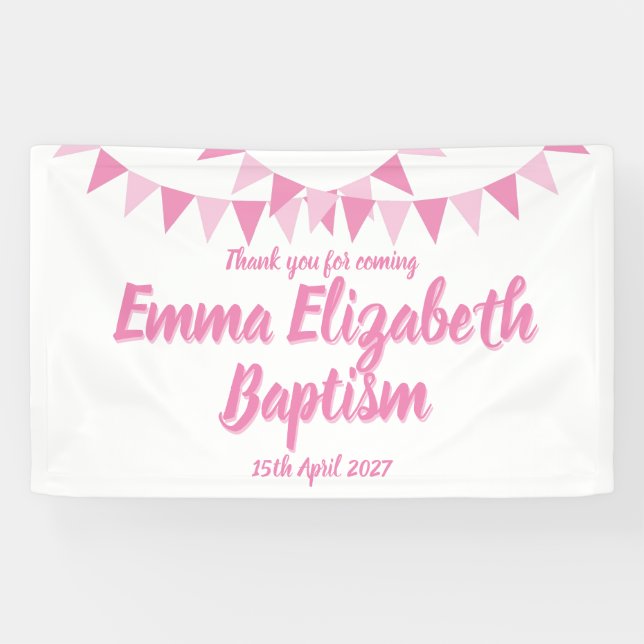 Baby Bunting Pink Taufe Christening Gefallen Banner (Horizontal)
