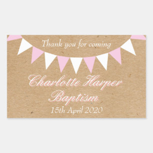 Baby Bunting Pink Taufe Christening Gefallen Rechteckiger Aufkleber