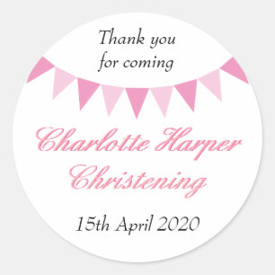 Baby Bunting Pink Taufe Christening Gefallen Runder Aufkleber