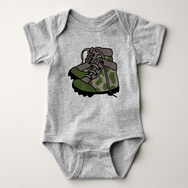Baby Camouflage Boots Baby Strampler (Vorderseite)