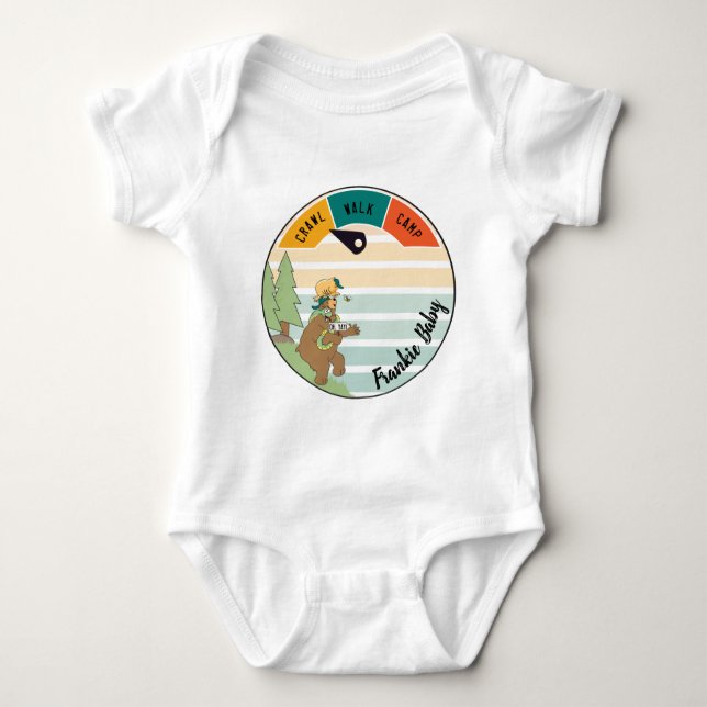 Baby Camp Bär, Schlange, Schüssel personalisieren Baby Strampler (Vorderseite)