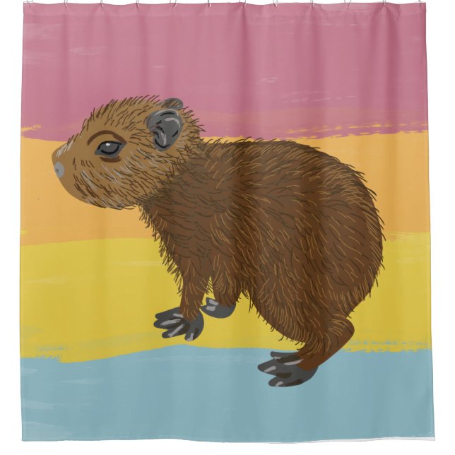 Baby Capybara Niedliche Illustration farbenfroh ge Duschvorhang (Vorderseite)