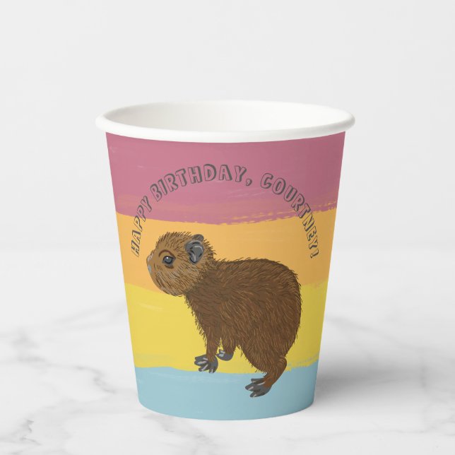 Baby Capybara Niedliche Illustration Farbenfroh ge Pappbecher (Vorderseite)