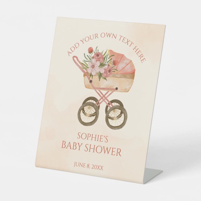 Baby Carriage Anpassbare Schild Babydusche (Vorderseite)