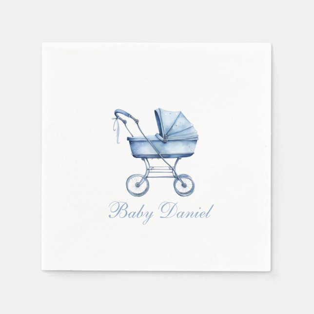 Baby Carriage Boy Baby Dusche Serviette (Vorderseite)