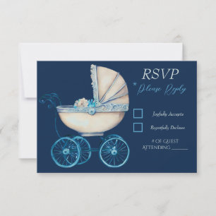 Baby Carriage Boy Baby Shooter RSVP Card