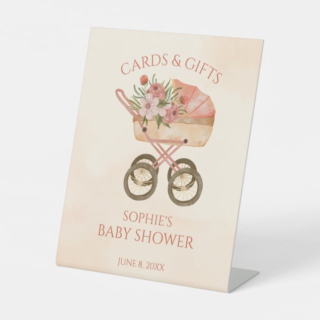 Baby Carriage Cards & Gifts Schildkrötendusche Sockelschild (Vorderseite)