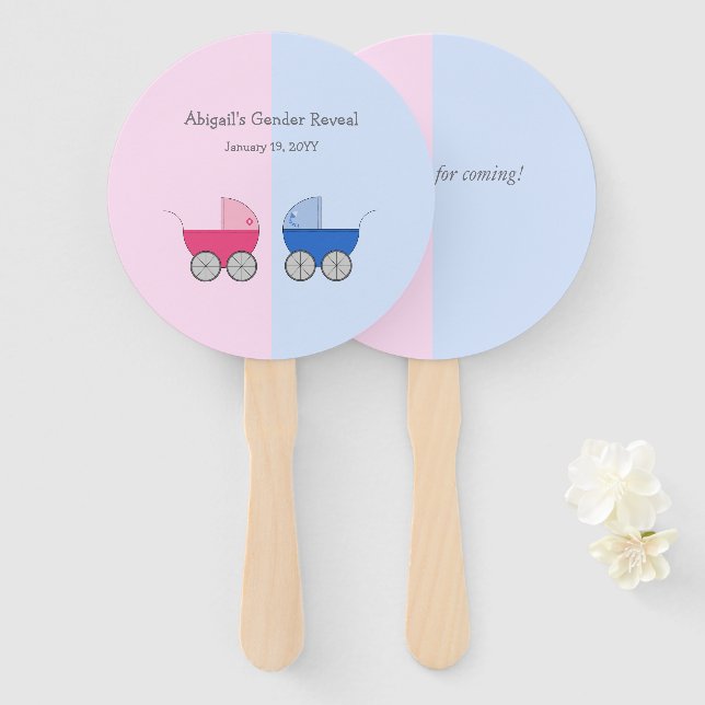 Baby Carriage Gender Reveal Baby Shower Hand Fan Fächer (Vorne und Hinten)