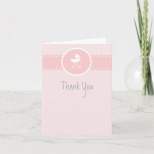 Baby Carriage Medallion Pink Vielen Dank Hinweis Dankeskarte