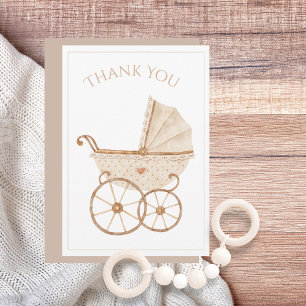 Baby Carriage Watercolor Kinderdusche Vielen Dank Dankeskarte
