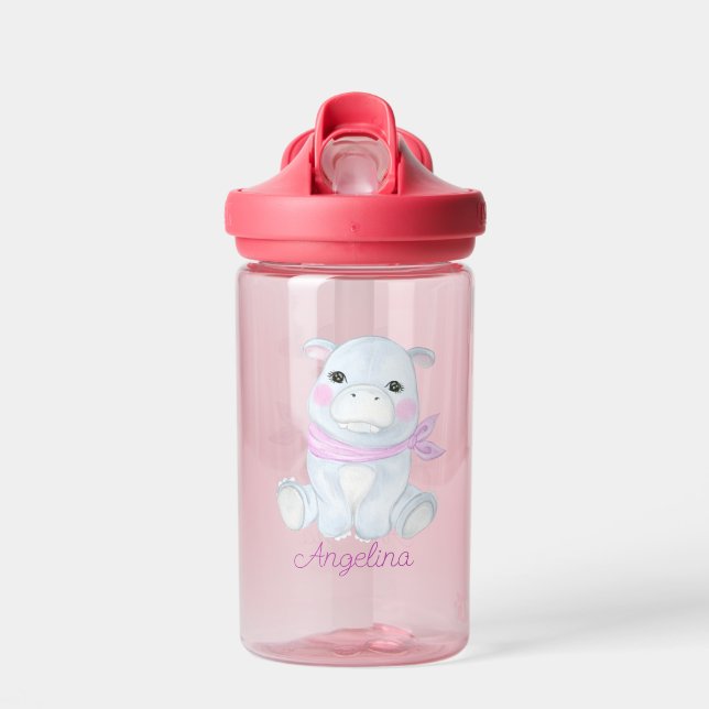 Baby Cartoon Hippopotamus Personalisiert Trinkflasche (Vorne)