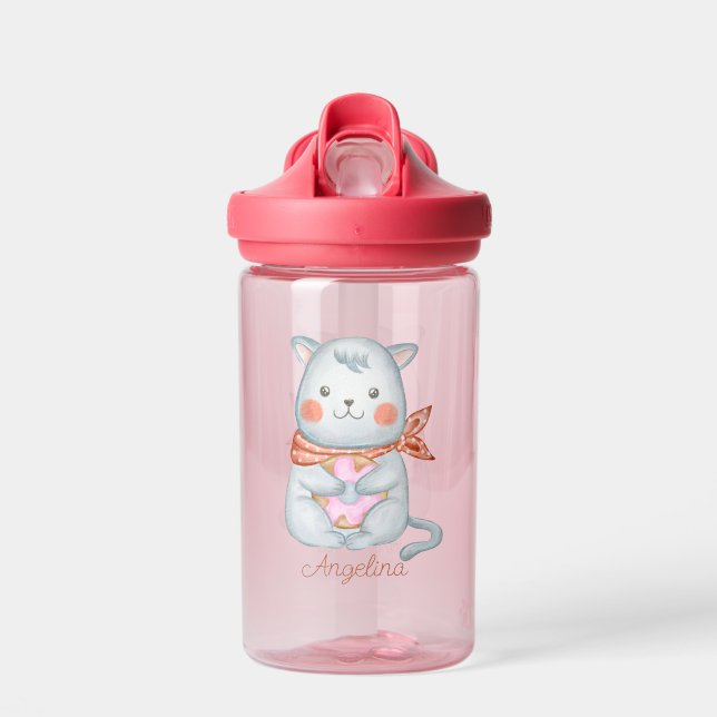 Baby Cartoon Kitten Personalisiert Trinkflasche (Vorne)
