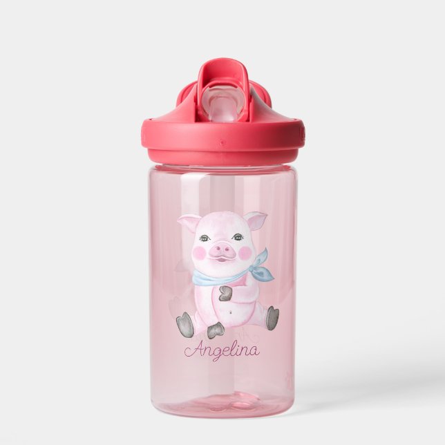 Baby Cartoon Piglet Personalisiert Trinkflasche (Vorne)