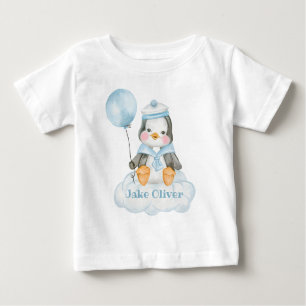 Baby-Cartoon-Pinguin Blau Baby T-shirt