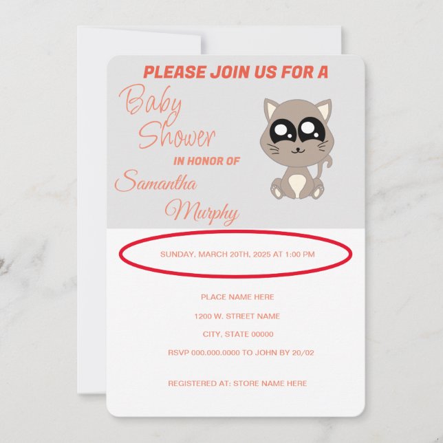 Baby Cat | Einladung der Babydusche (Vorderseite)